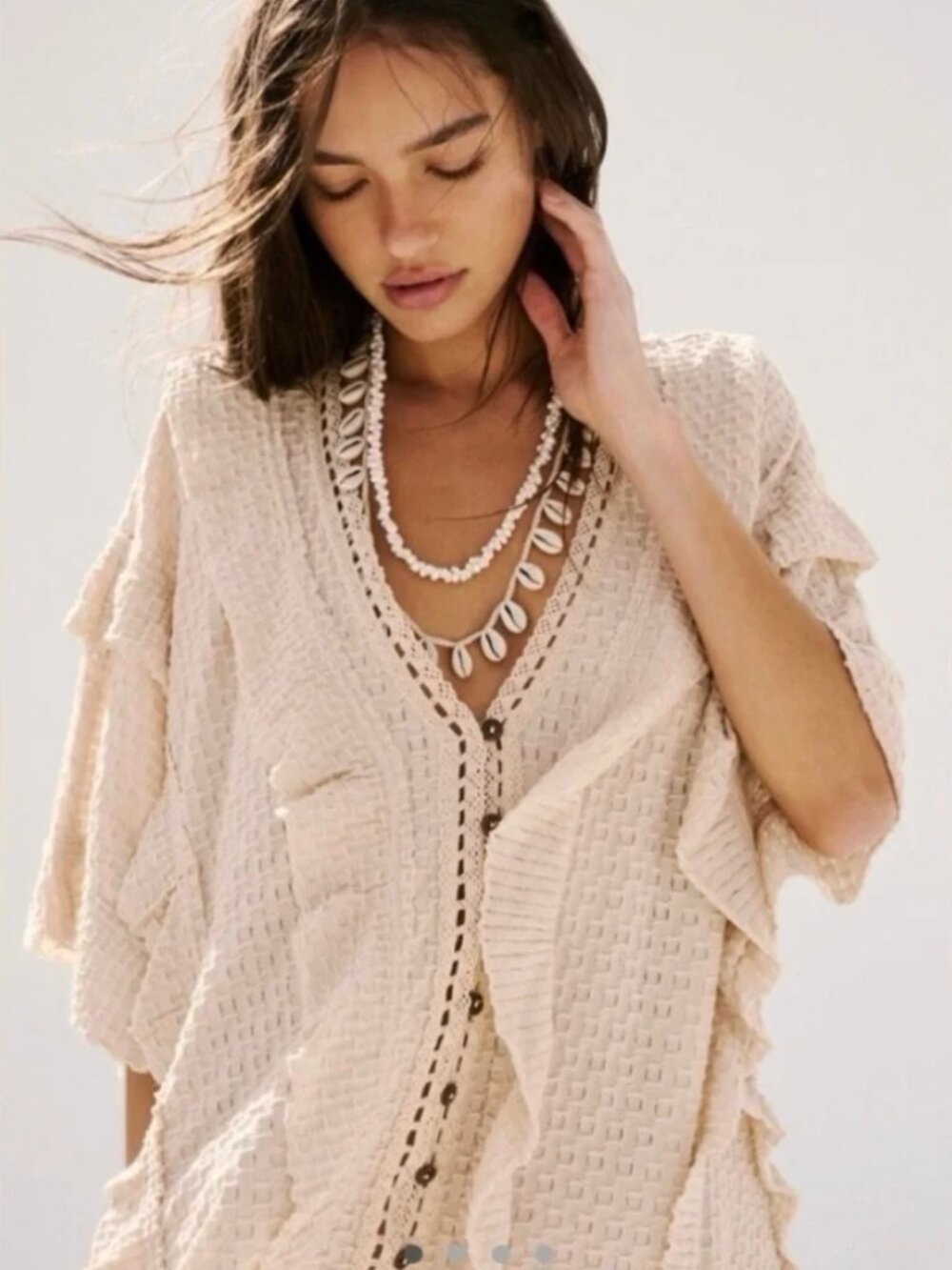 NWT FP Beach | Free People Coverup Very Oversized Flora Tunic Summer Khaki XS/S - Picture 2 of 11